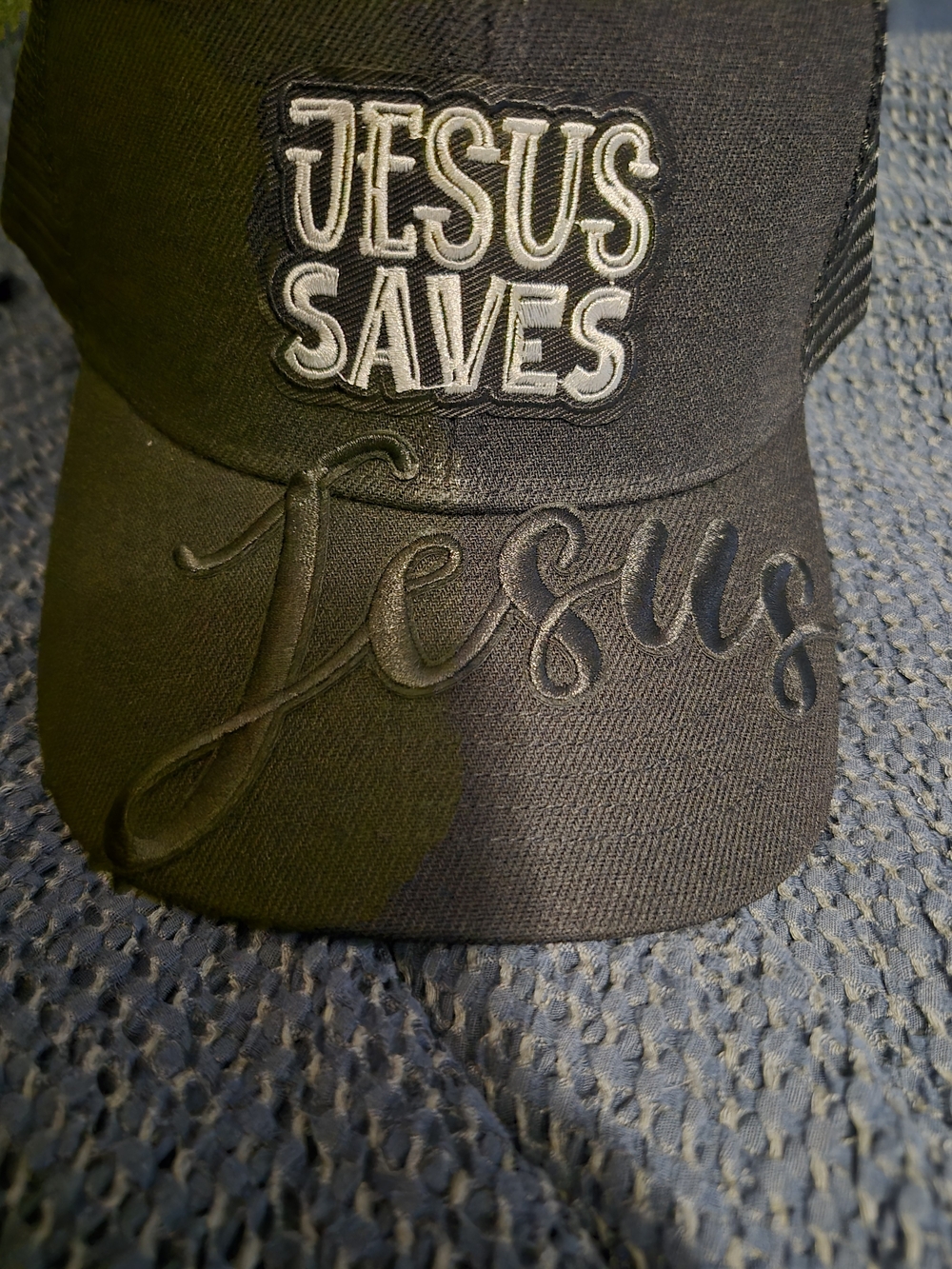 Jesus Saves Embroidered Black Baseball Cap